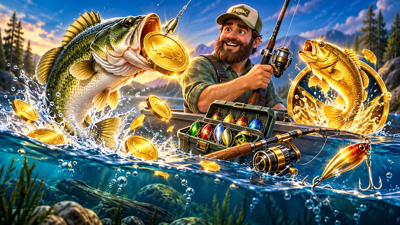 Big Bass Bonanza money fish, fisherman wild en fishing features
